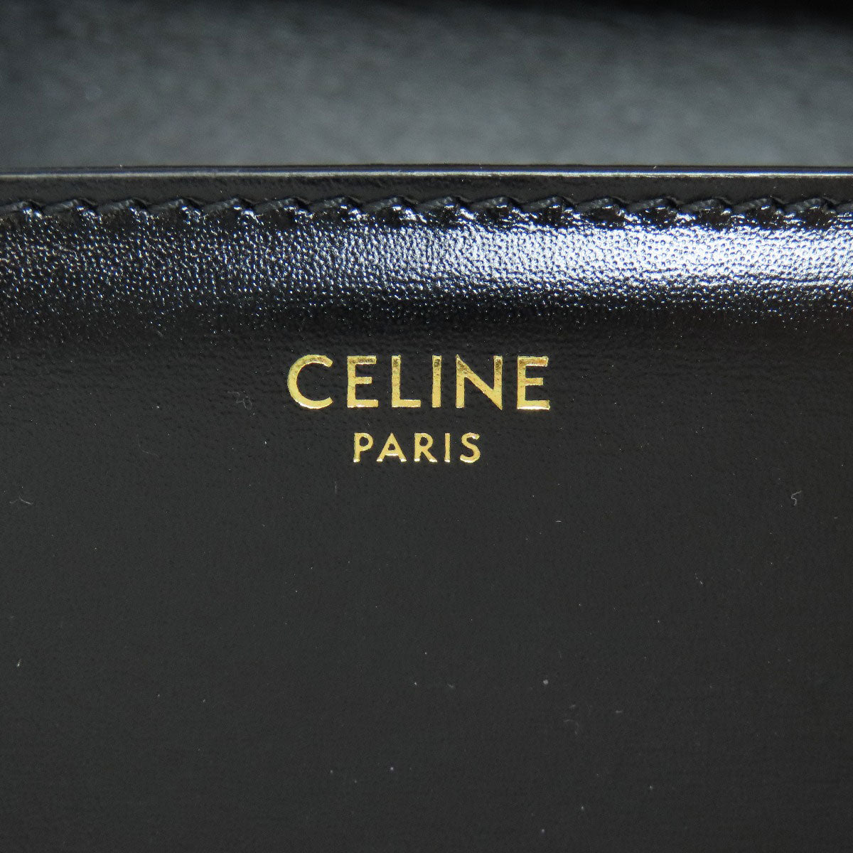 Celine Shoulder Bag Calfskin Black Triomphe Women Used Authentic