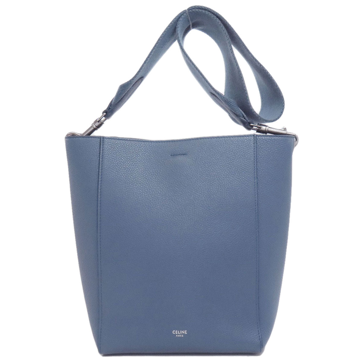 Celine Shoulder Bag Calfskin Blue Sangle Bucket Small Women Used Authentic