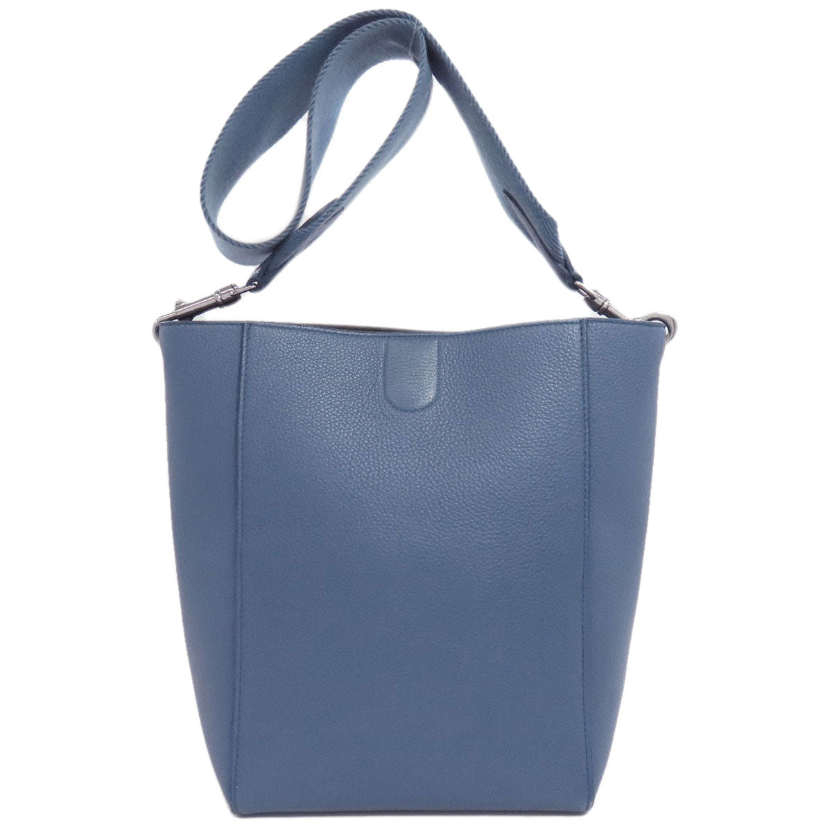 Celine Shoulder Bag Calfskin Blue Sangle Bucket Small Women Used Authentic