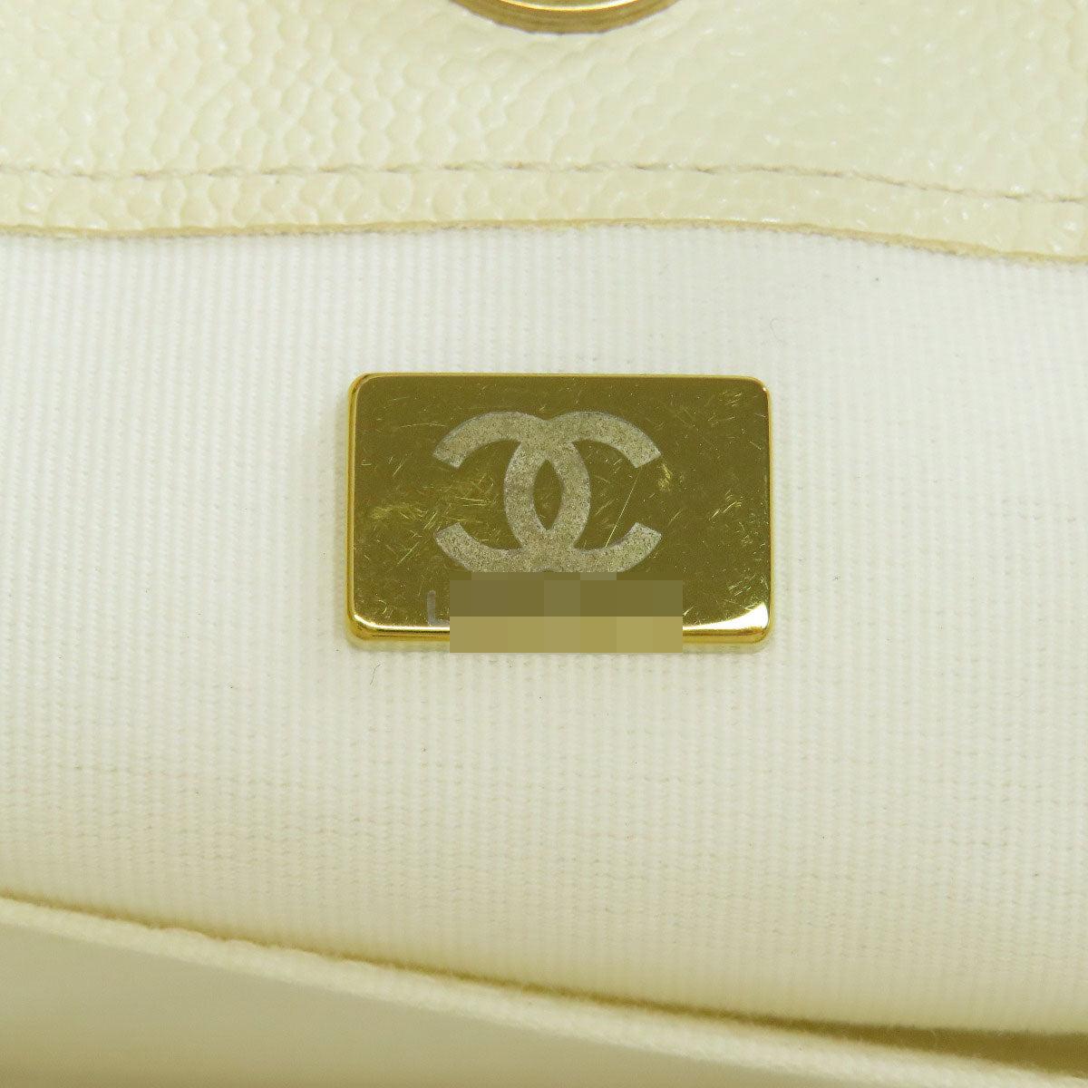 Chanel Tote Bag Caviar Skin White Chain Tote Gold Metal 2 Way Women Used Authentic