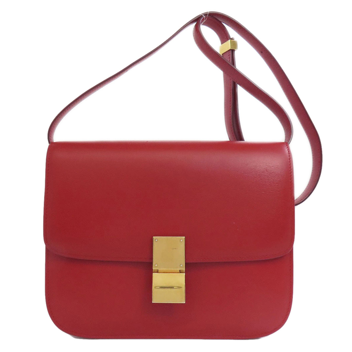 Celine Shoulder Bag Leather Red Classic Box