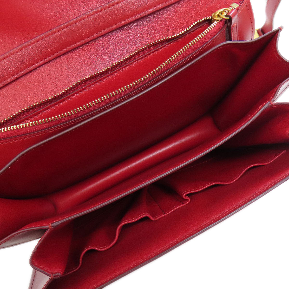 Celine Shoulder Bag Leather Red Classic Box