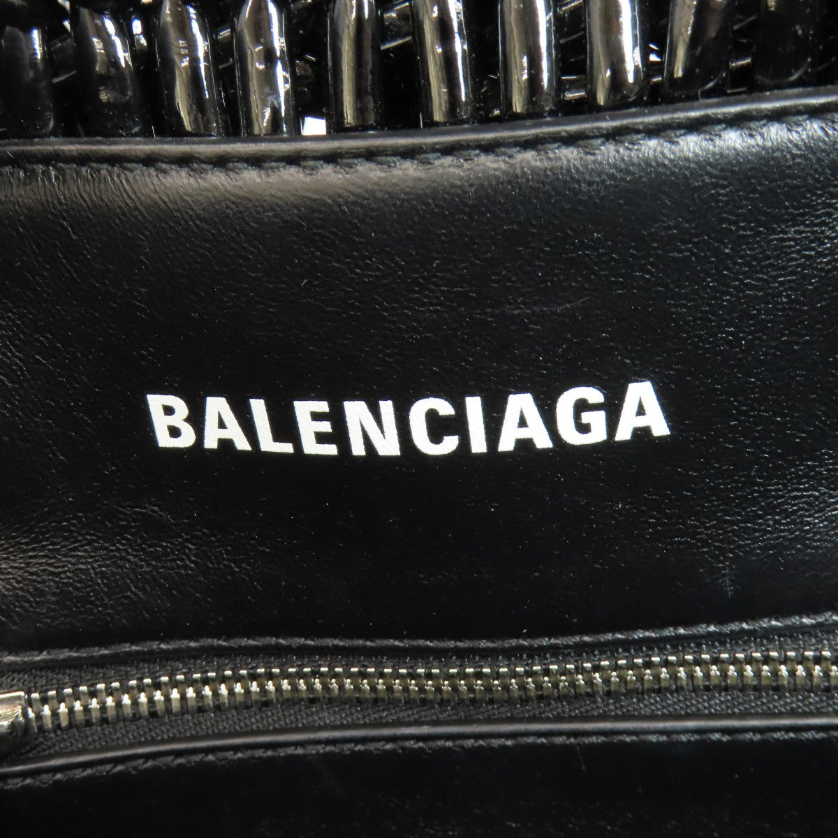 Balenciaga Handbag 671342 Enamel Black Bistro Xs 2 Way Women Used Authentic