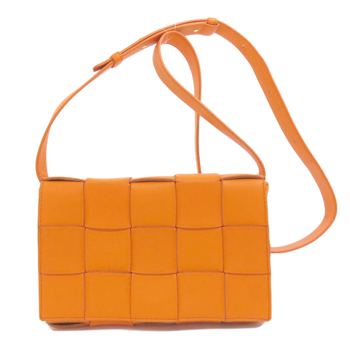 Bottegaveneta Shoulder Bag Calfskin Orange Maxi Intrecciato Women Used Authentic