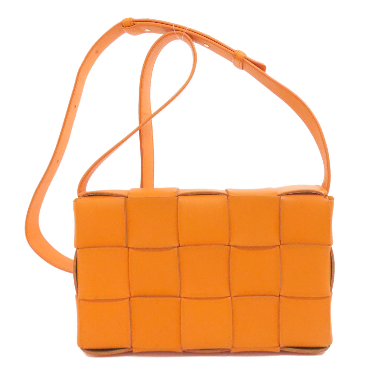 Bottegaveneta Shoulder Bag Calfskin Orange Maxi Intrecciato Women Used Authentic