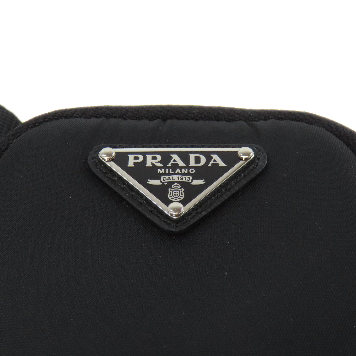 Prada Hip Bag Nylon Black Logo Metal Women Used Authentic