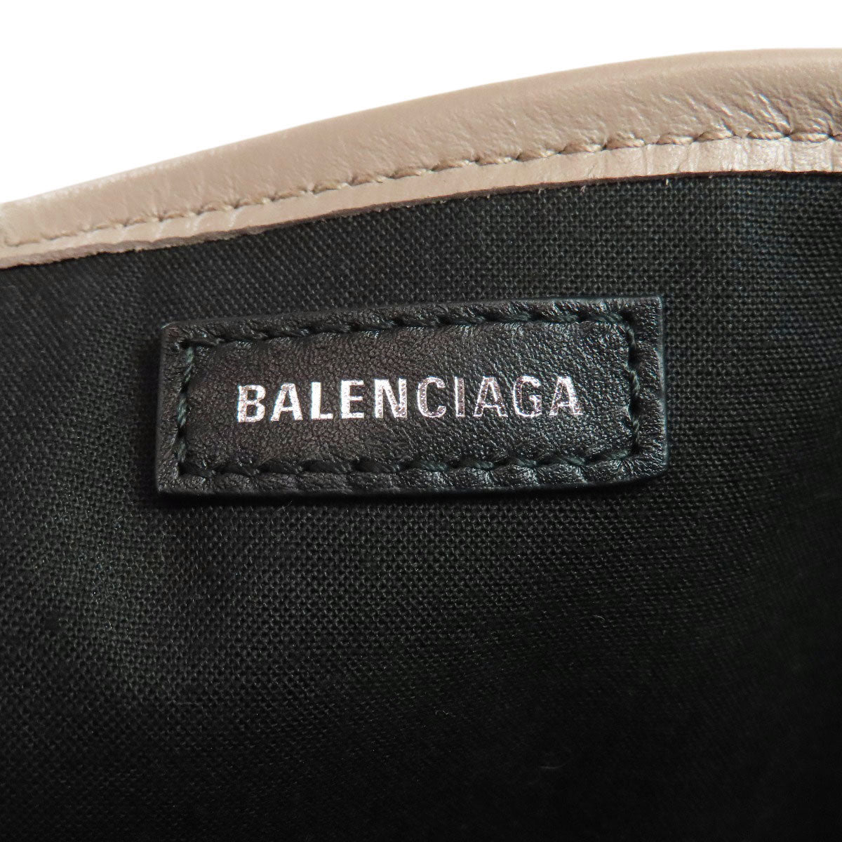 Balenciaga Handbag 390346 Leather Beige Navy Cabas Xs 2 Way Women Used Authentic