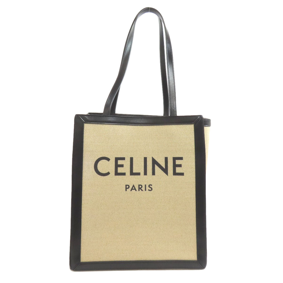 Celine Tote Bag Canvas Beige Logo Women Used Authentic