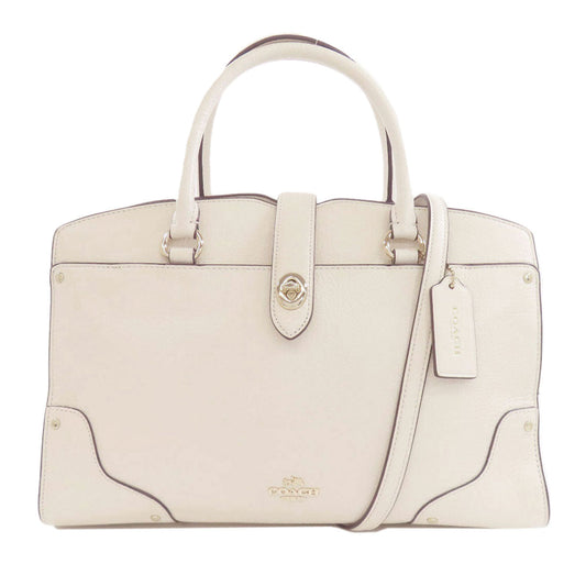 Coach Handbag 37575 Leather White Mercer Satchel 2 Way Women Used Authentic