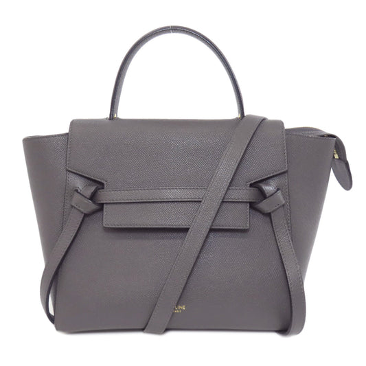 Celine Handbag Calfskin Gray Belt Bag 2 Way Women Used Authentic