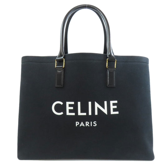 Celine Tote Bag Canvas Black Horizontalkava Women Used Authentic