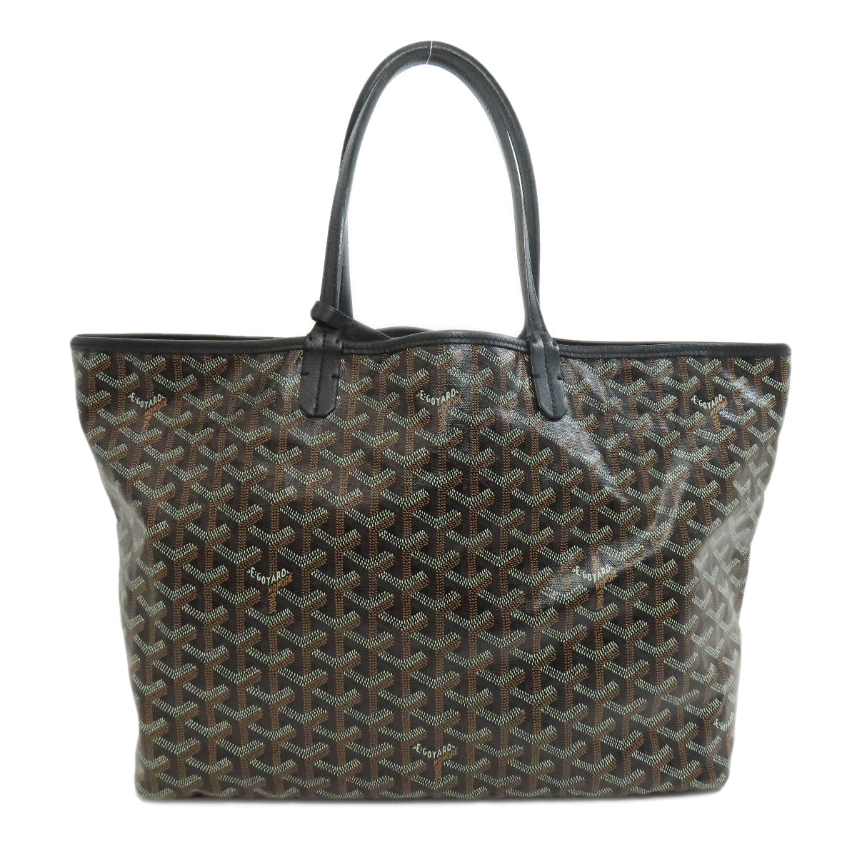 Goyard Tote Bag Pvc Black Saint Louis Pm Herringbone Pattern Women Used Authentic