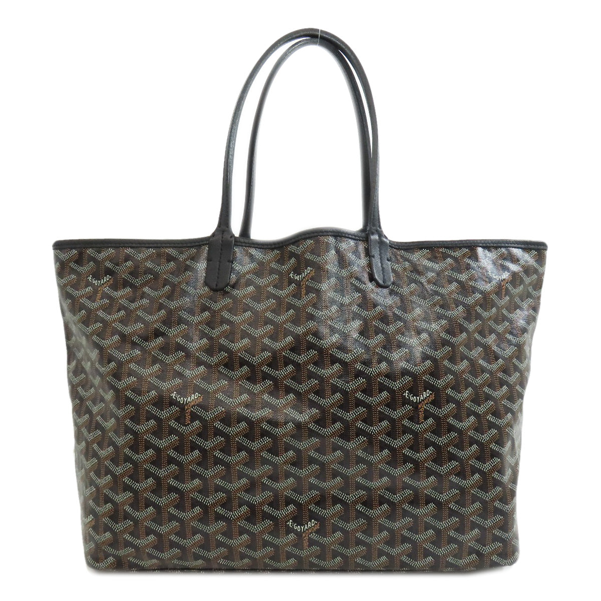 Goyard Tote Bag Pvc Black Saint Louis Pm Herringbone Pattern Women Used Authentic