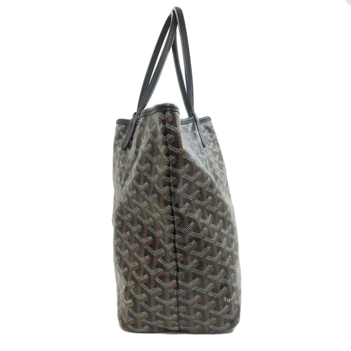 Goyard Tote Bag Pvc Black Saint Louis Pm Herringbone Pattern Women Used Authentic