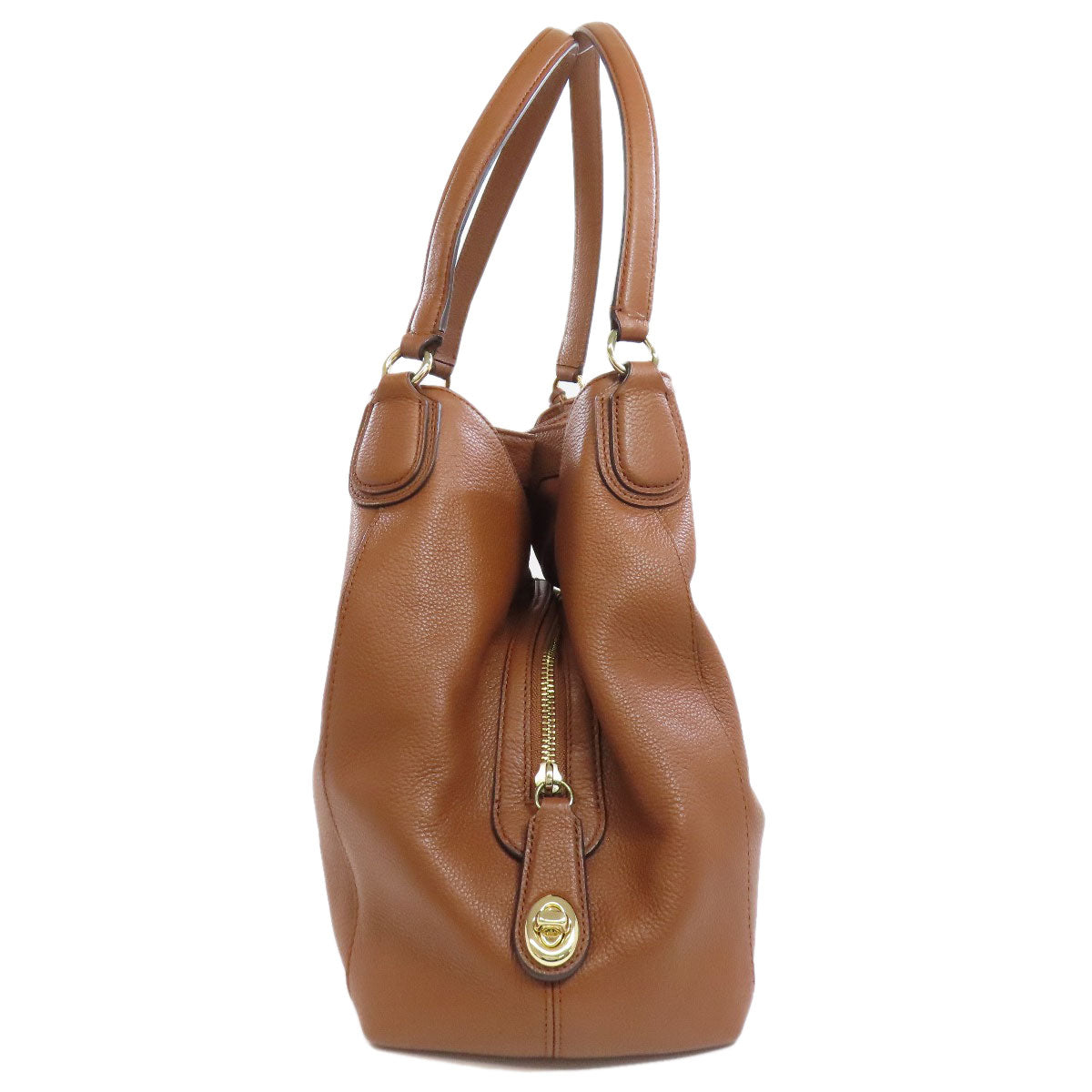 Coach Tote Bag 33547 Leather Brown Logo Women Used Authentic