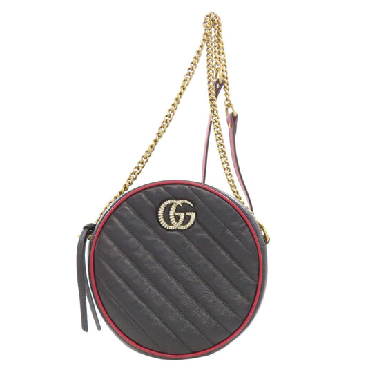 Gucci Shoulder Bag 550154 Leather Black Round Chain Shoulder Women Used Authentic