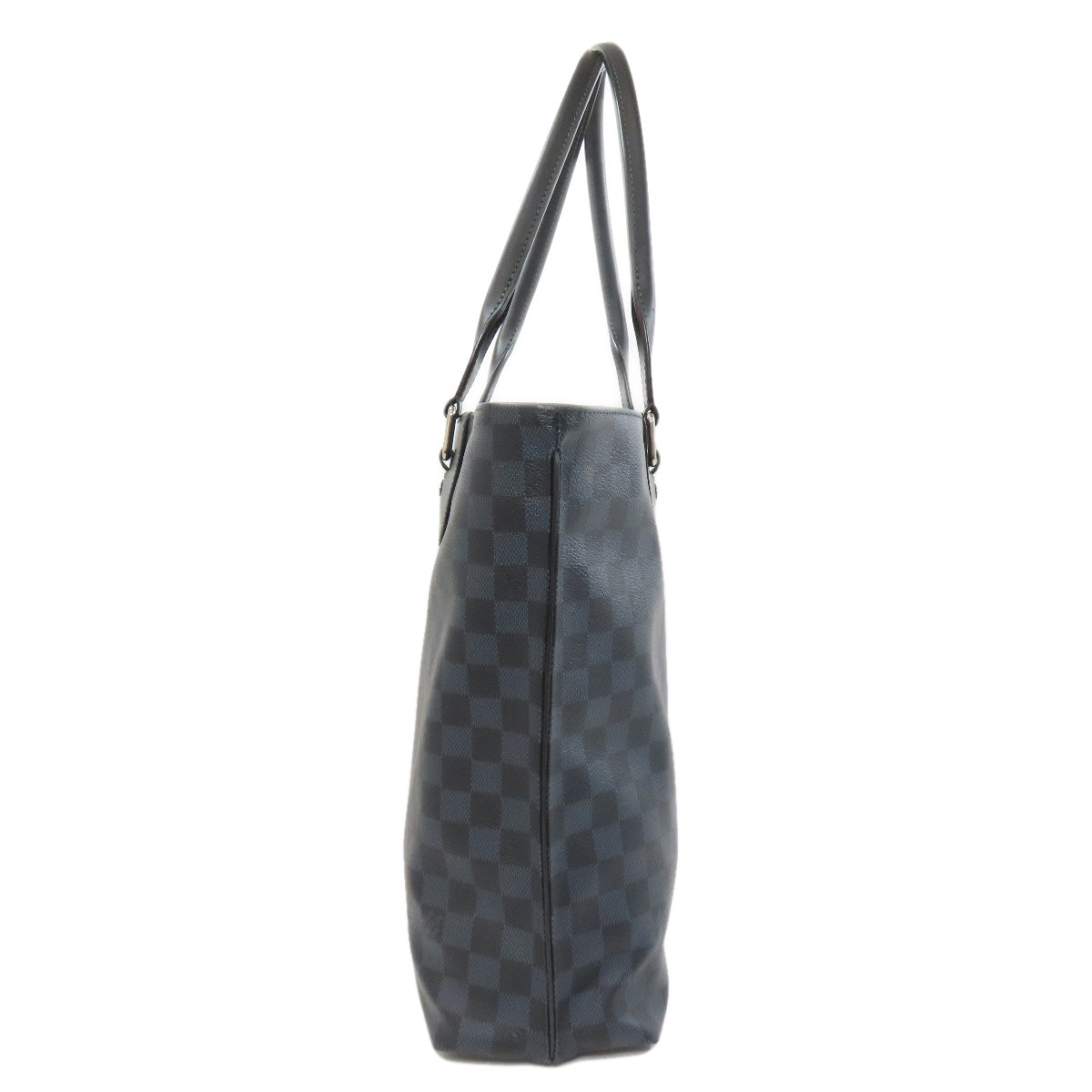 Louis Vuitton Tote Bag N41397 Damier Canvas Navy Kava Voyajaj Mens Used Authentic