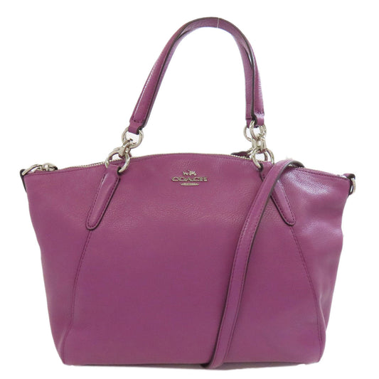 Coach Handbag F36675 Leather Purple 2 Way Women Used Authentic