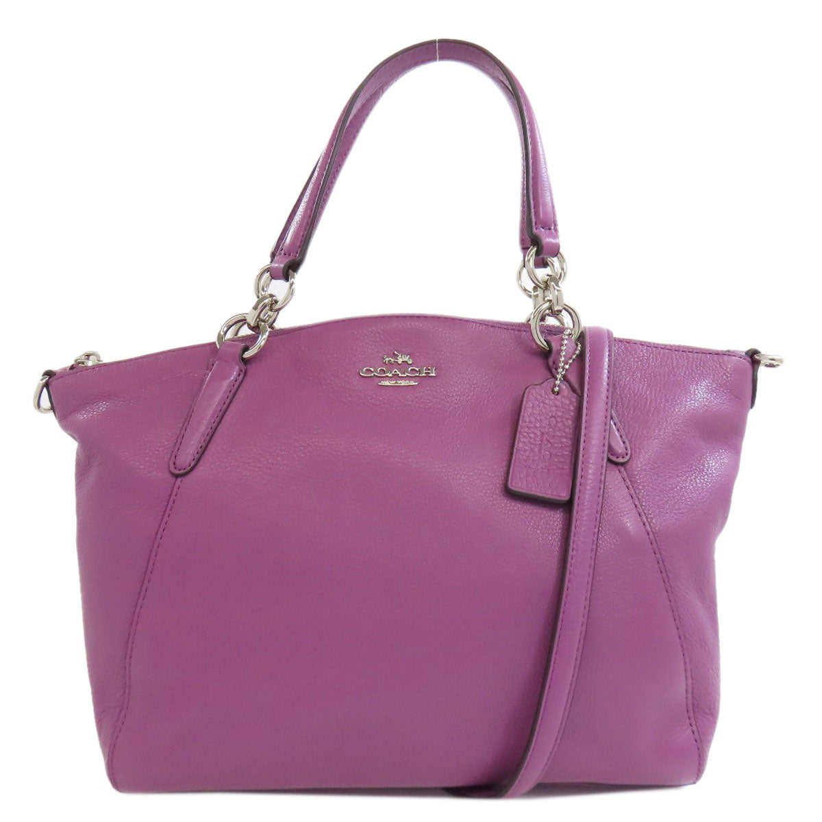 Coach Handbag F36675 Leather Purple 2 Way Women Used Authentic