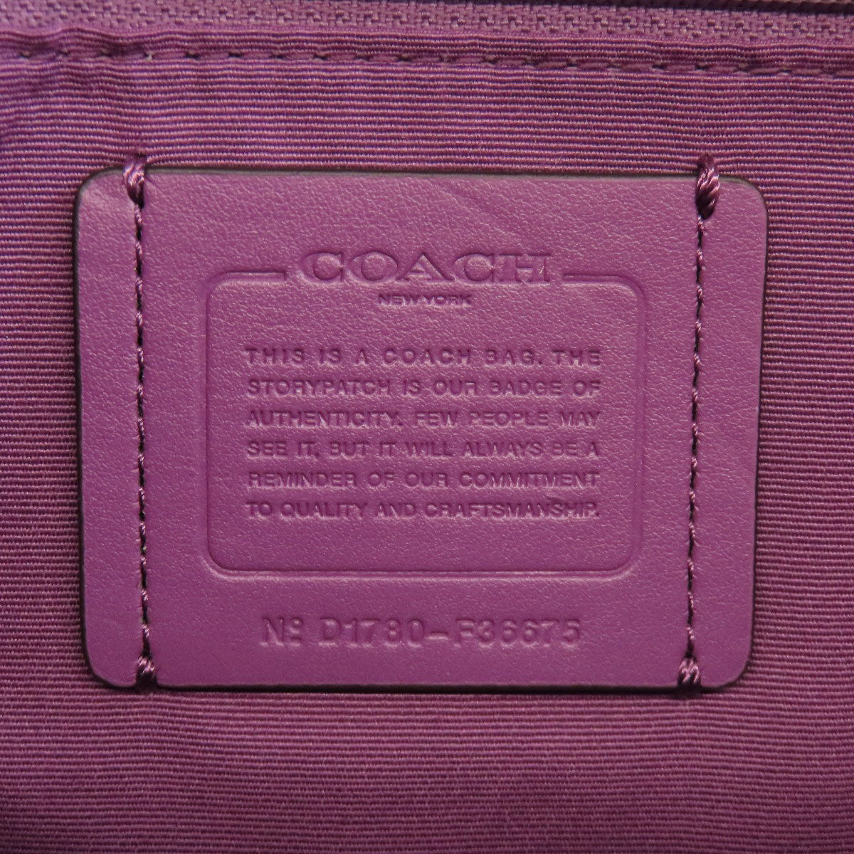 Coach Handbag F36675 Leather Purple 2 Way Women Used Authentic