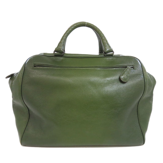 Bottegaveneta Tote Bag Leather Green Logo Women Used Authentic