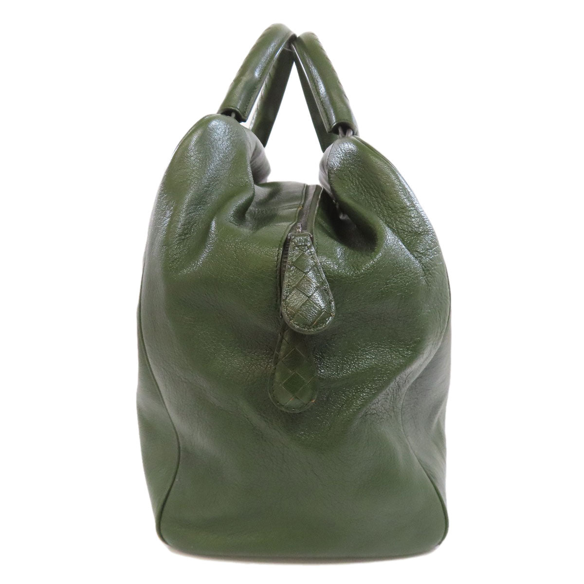 Bottegaveneta Tote Bag Leather Green Logo Women Used Authentic