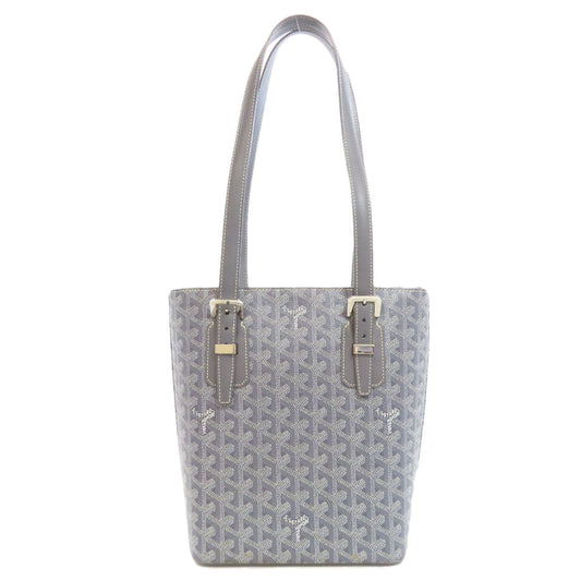 Goyard Tote Bag Pvc Gray Herringbone Pattern Women Used Authentic