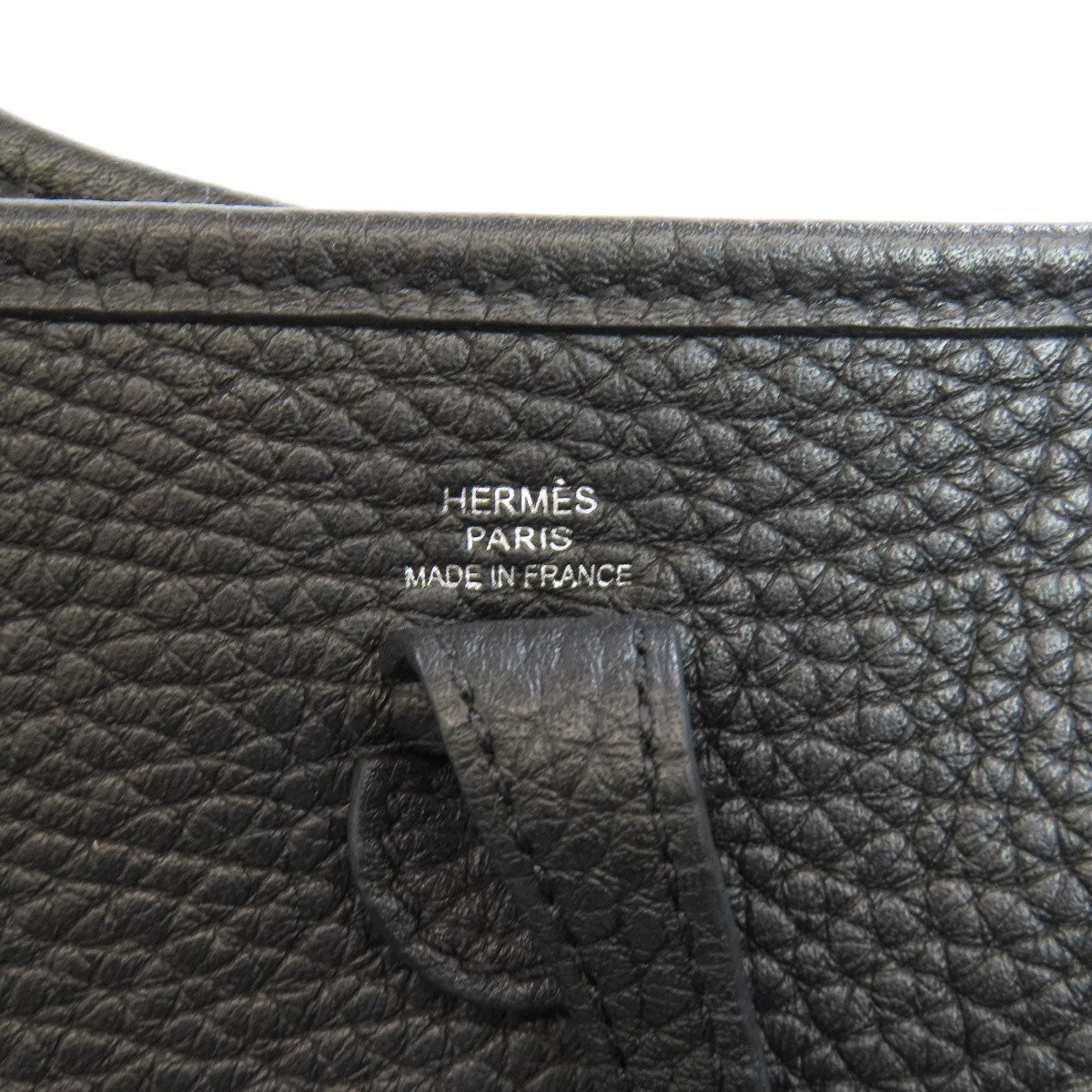 Hermes Shoulder Bag Taurillon Clemence Black Evelyn Tpm Silver Metal Women Used Authentic