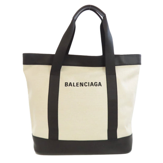 Balenciaga Tote Bag 374767 Canvas White Logo Women Used Authentic