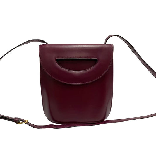 Celine Shoulder Bag Box Scarf Wine Red Women Used Authentic