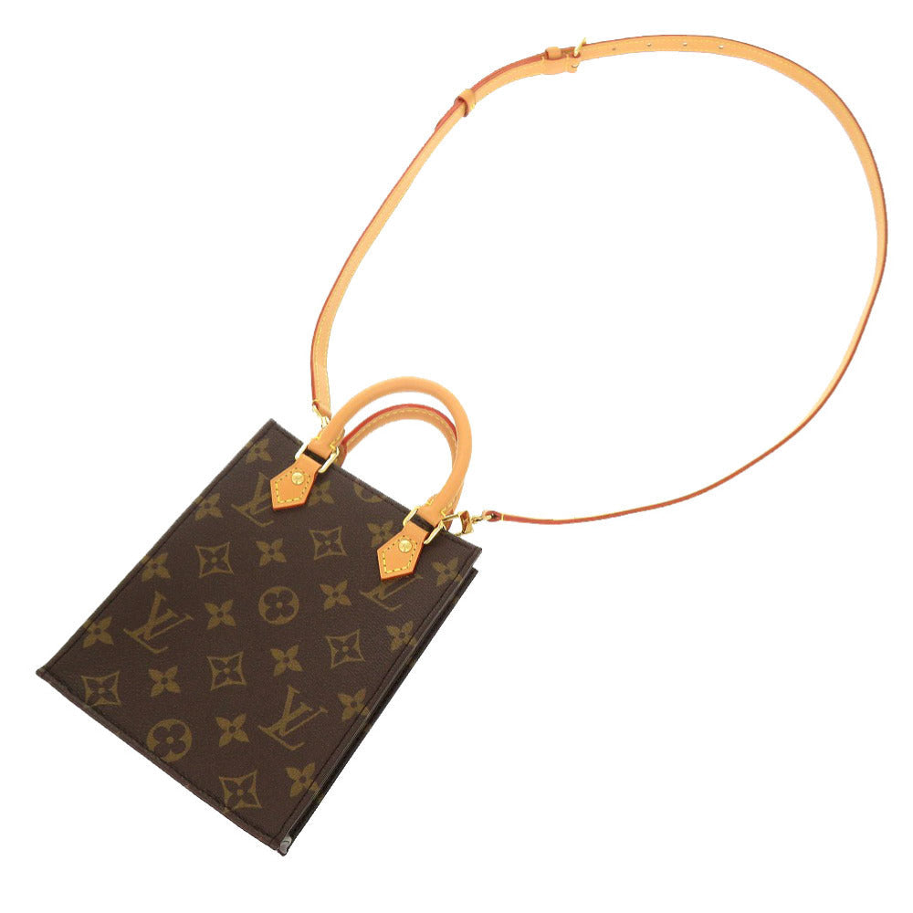 Louis Vuitton Handbag M69442 Monogram Canvas Brown Monogram Petit Sac Plat Women Secondhand Authentic