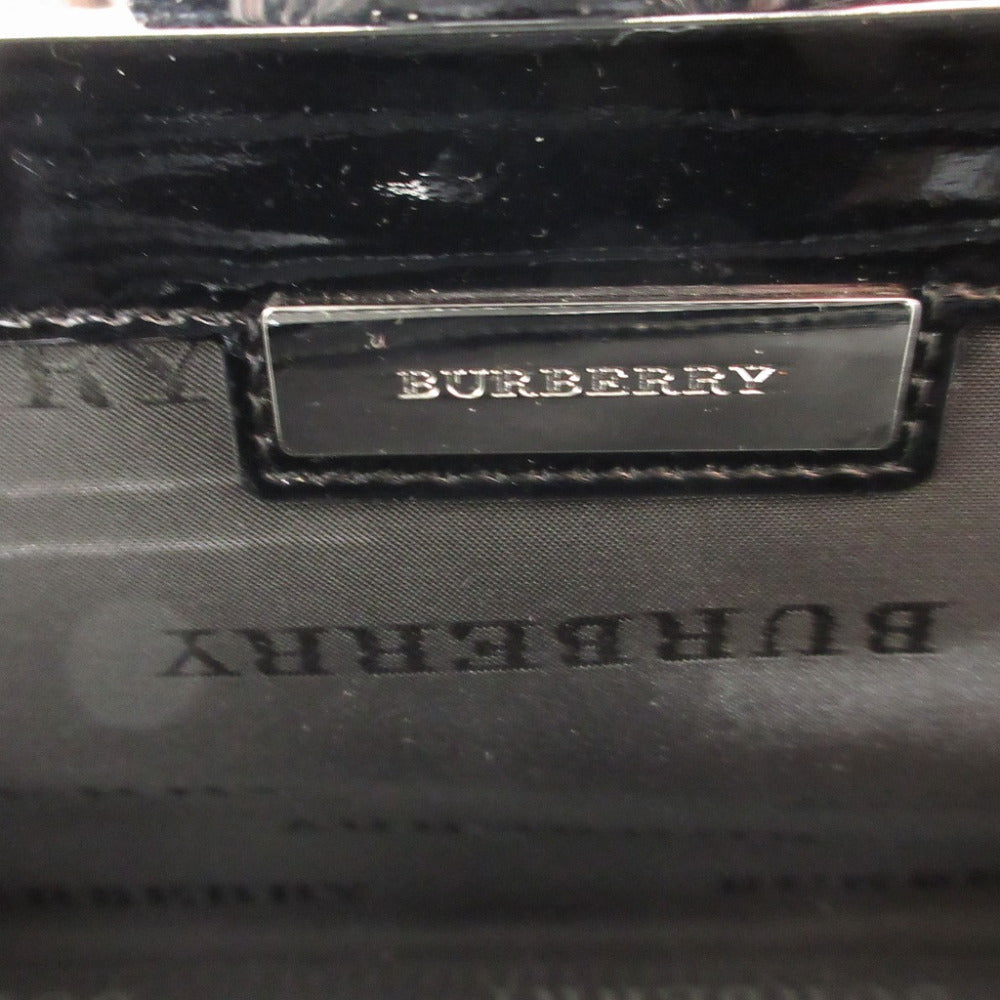 Burberry Handbag Patent Leather Black Women Secondhand Authentic