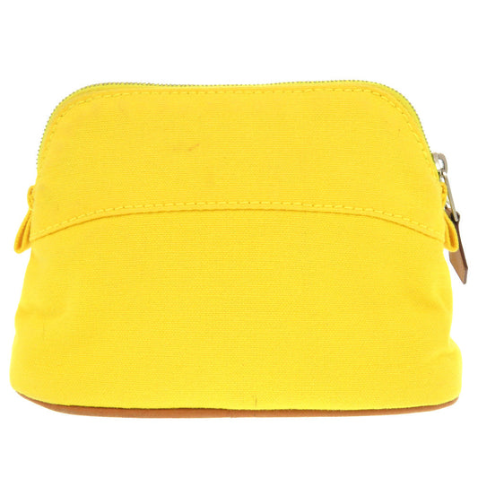 Hermes Pouch Cotton Yellow Boride Pouch Mini Mini Women Used Authentic