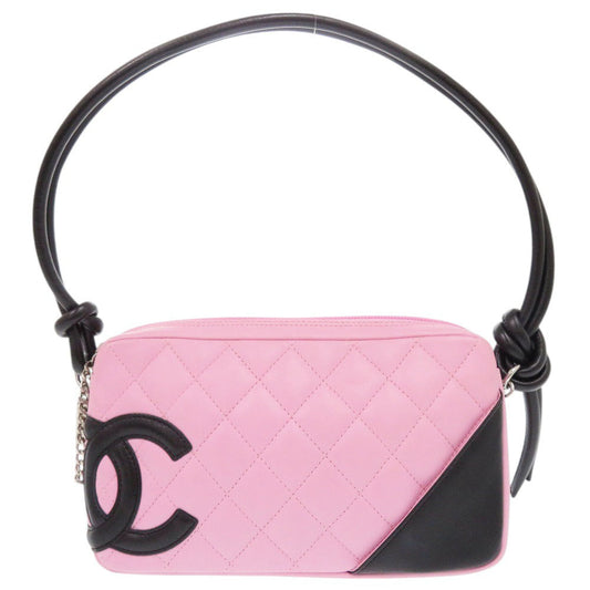 Chanel Shoulder Bag Leather Pink One Shoulder Bag Cambon Line Coco Mark Women Used Authentic