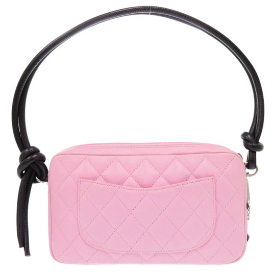 Chanel Shoulder Bag Leather Pink One Shoulder Bag Cambon Line Coco Mark Women Used Authentic