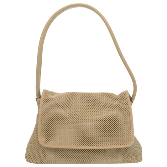 Gucci Handbag Leather Beige Perforated Flap Handbag Women Used Authentic