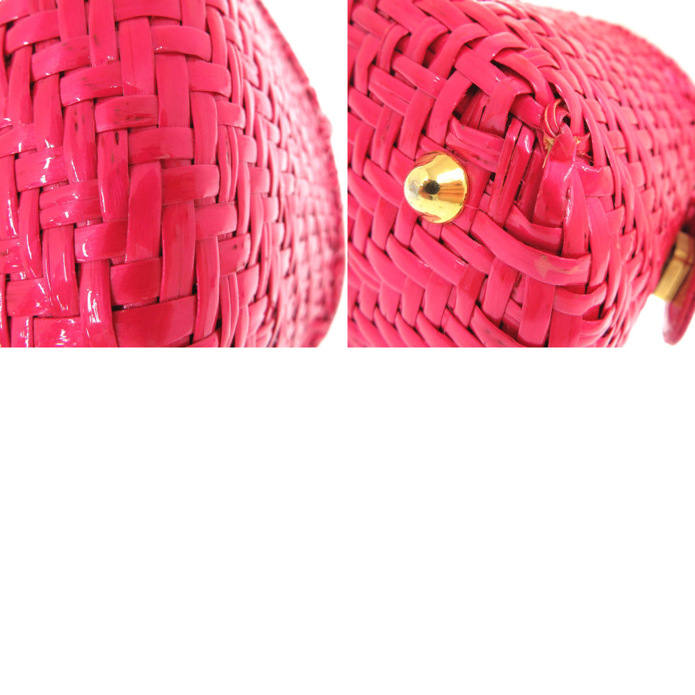 Fendi Handbag Straw Pink Basket Bag Vanity Bag Women Used Authentic