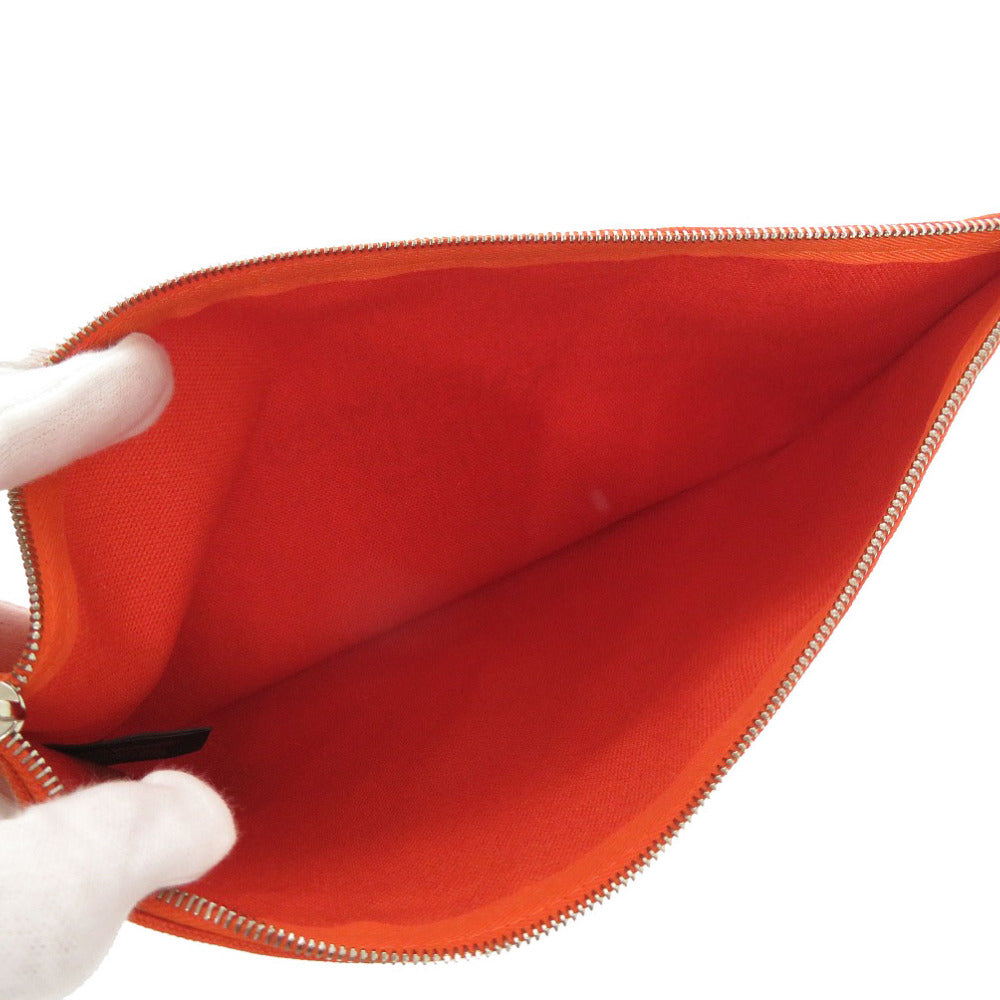 Hermes Pouch Cotton Orange Yachting Gm Women Used Authentic