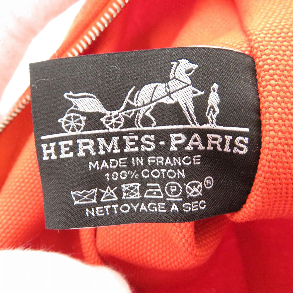 Hermes Pouch Cotton Orange Yachting Gm Women Used Authentic