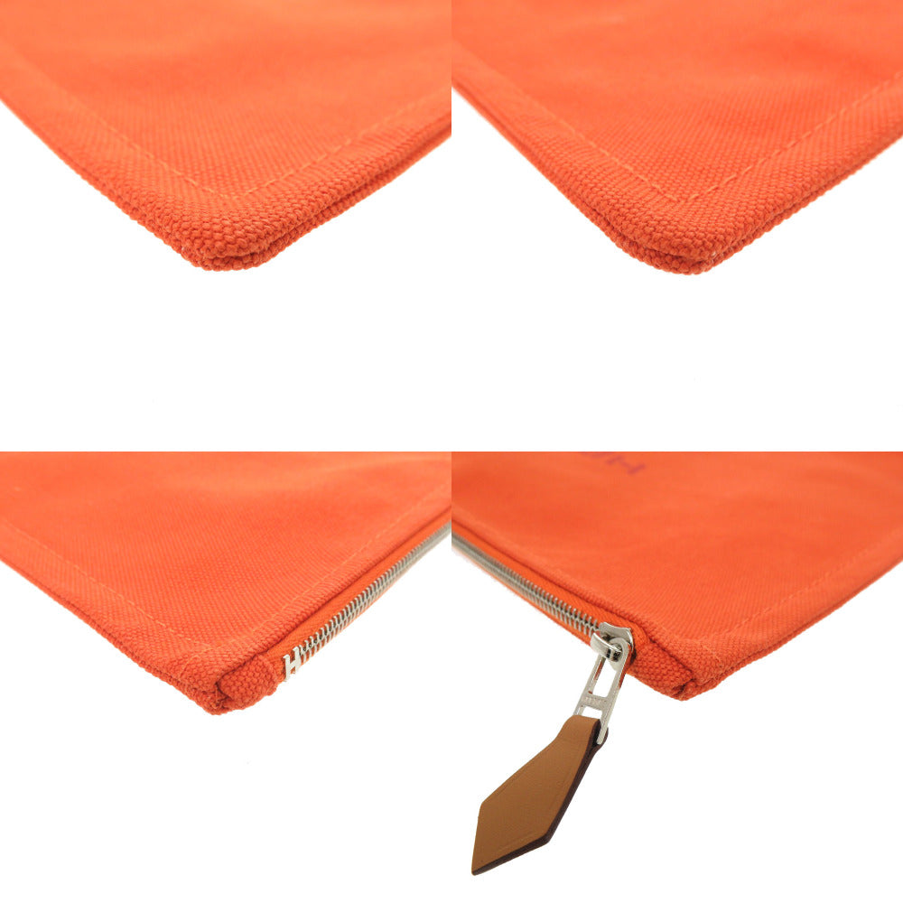 Hermes Pouch Cotton Orange Yachting Gm Women Used Authentic