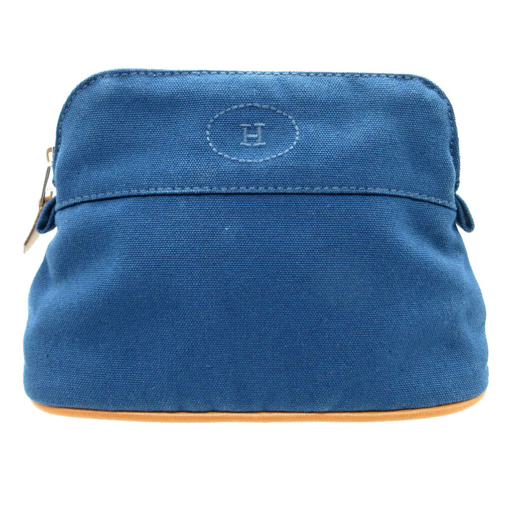 Hermes Pouch Cotton Blue Bolide Pouch 20 Pm Women Used Authentic