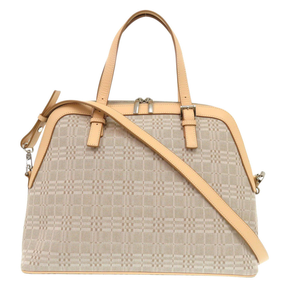 Burberry Handbag Canvas, Leather Beige Women Used Authentic