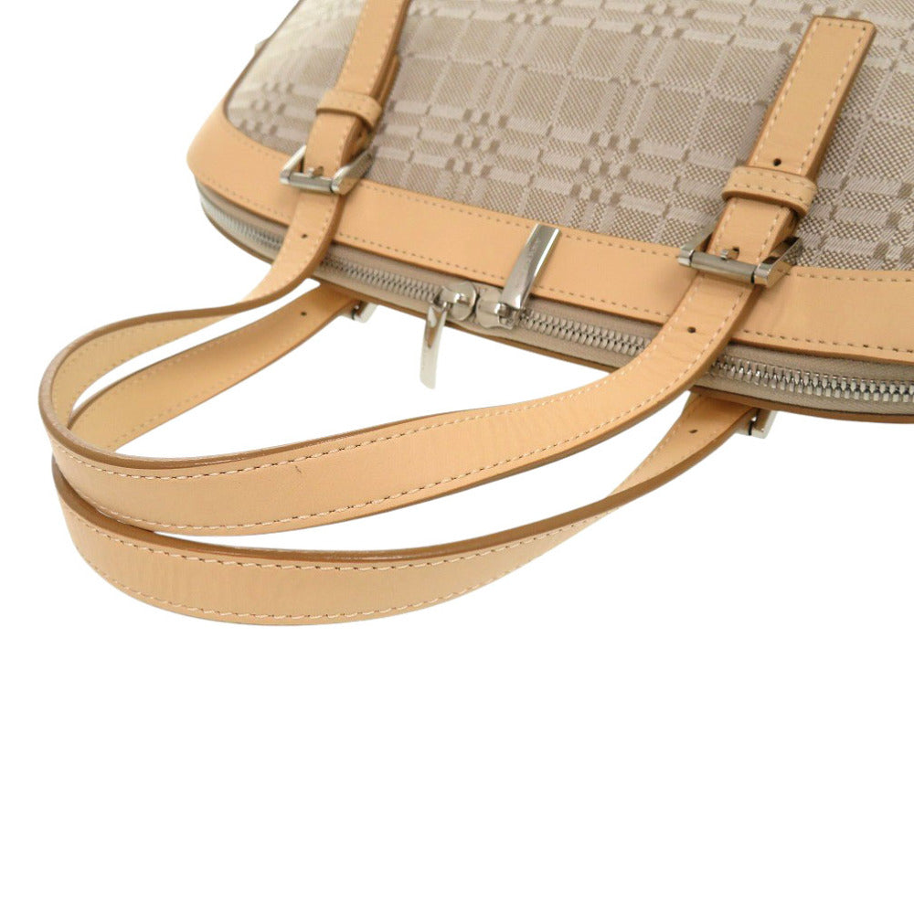 Burberry Handbag Canvas, Leather Beige Women Used Authentic