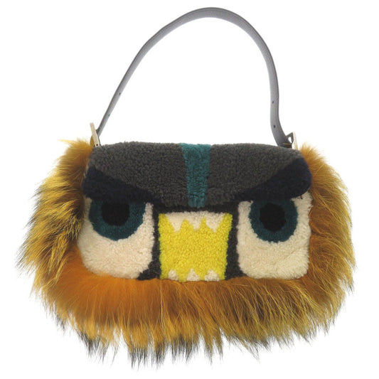 Fendi Handbag 8 Br600 Fox, Mouton Yellow Mamma Bucket Monster Unisex(unisex) Used Authentic