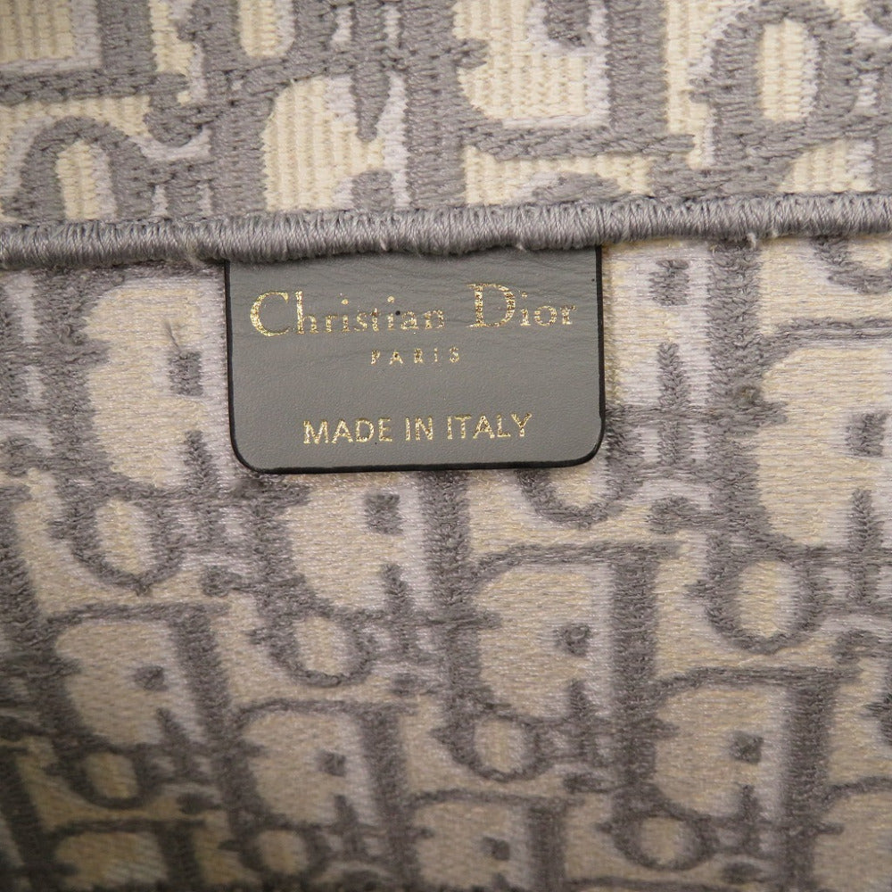 Christian Dior Tote Bag M1286 Zriw M932 Canvas Gray Book Tote Oblique Embroidery Large Women Used Authentic