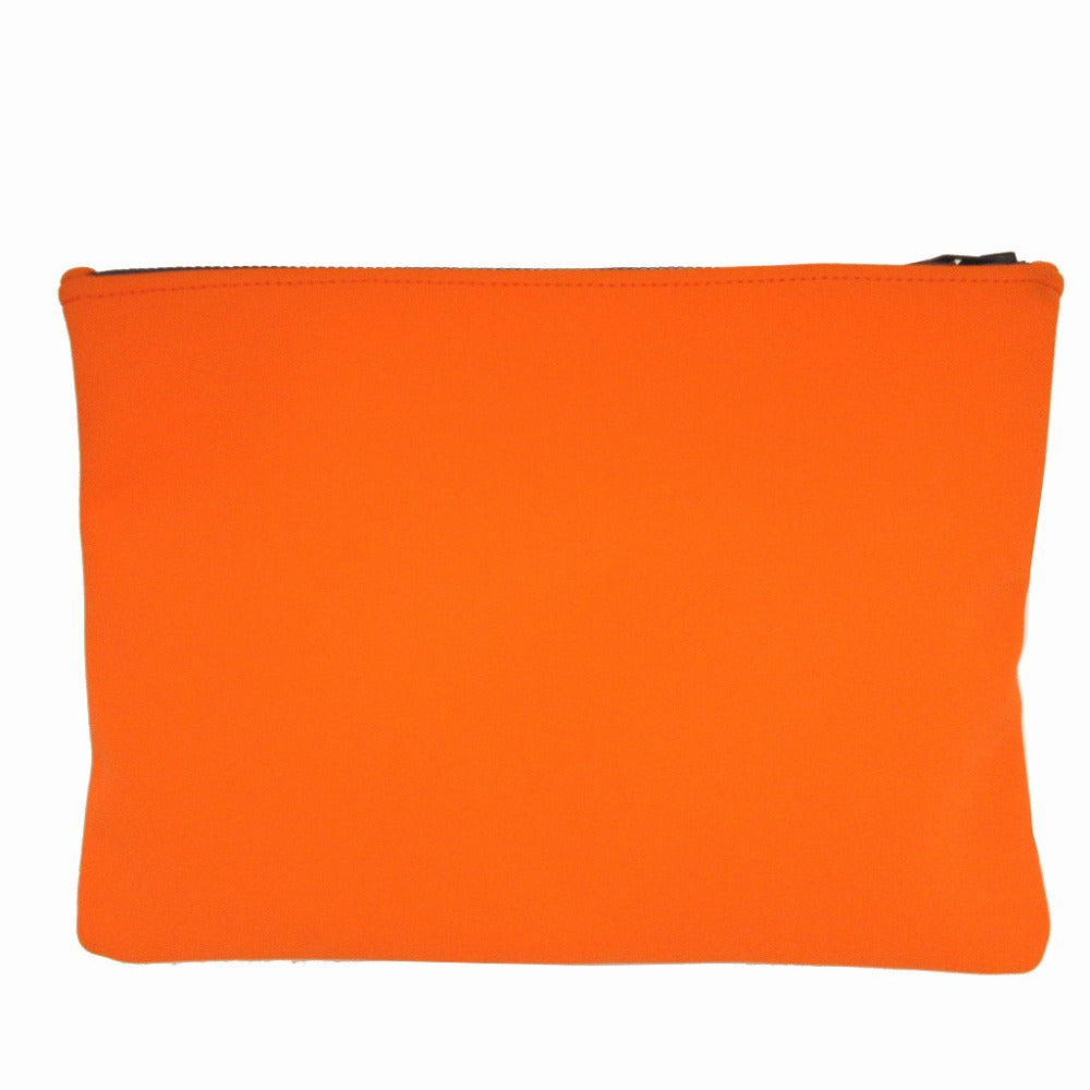 Hermes Pouch Nylon Orange Clutch Bag Neovan Gm Women Used Authentic