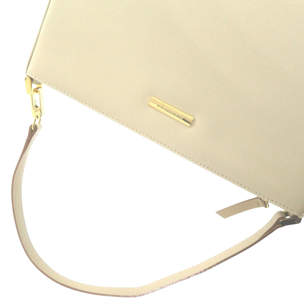 Burberry Shoulder Bag Leather Ivory One Shoulder Bag Nova Check Women Used Authentic