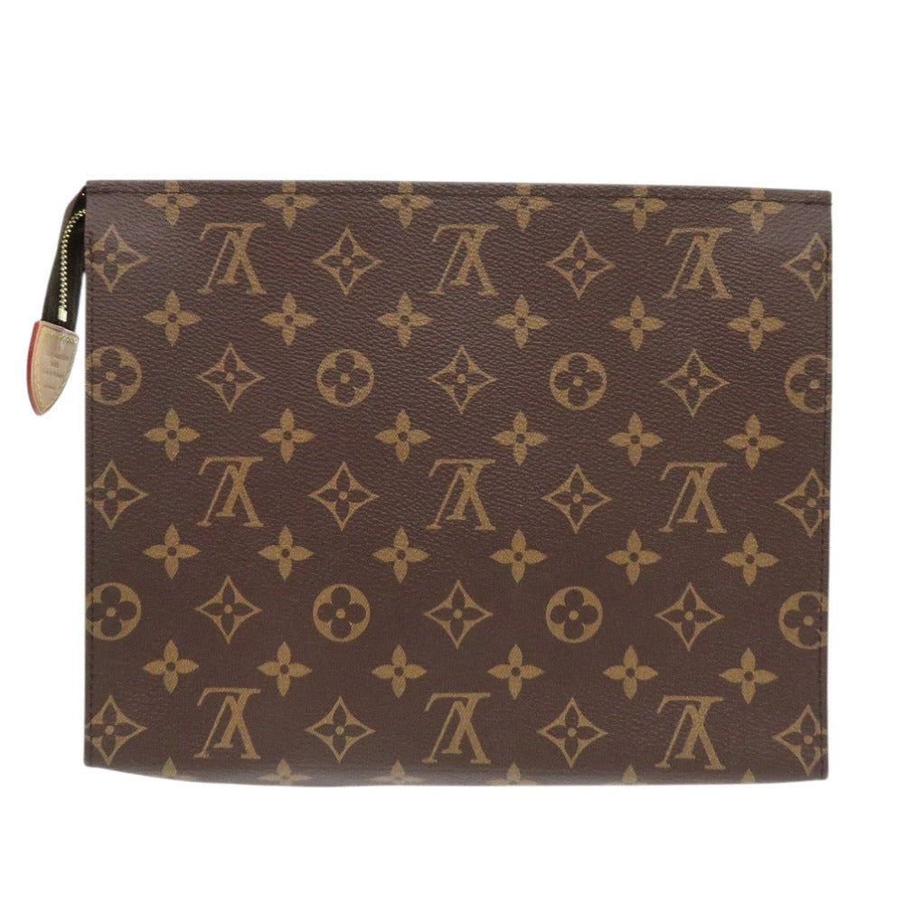 Louis Vuitton Clutch Bag M47542 Monogram Canvas Brown Monogram Poche Toilette26 Women Used Authentic