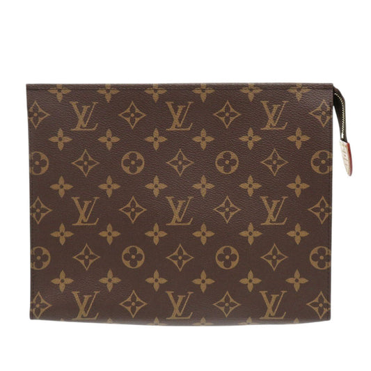 Louis Vuitton Clutch Bag M47542 Monogram Canvas Brown Monogram Poche Toilette26 Women Used Authentic