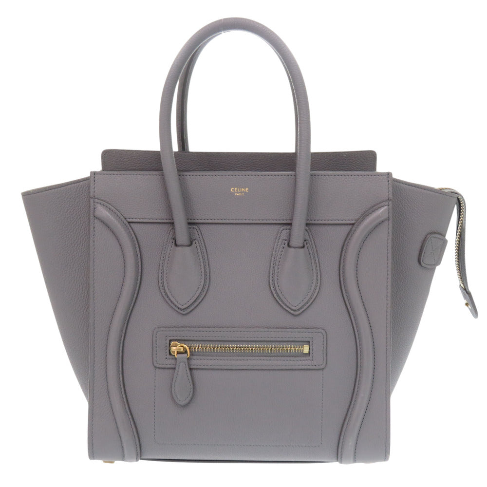 Celine Handbag Leather Gray Luggage Micro Shopper Women Used Authentic